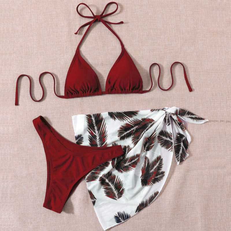 Women's Triangle Bikini with adjustable straps and floral Sarong Mune Fashion