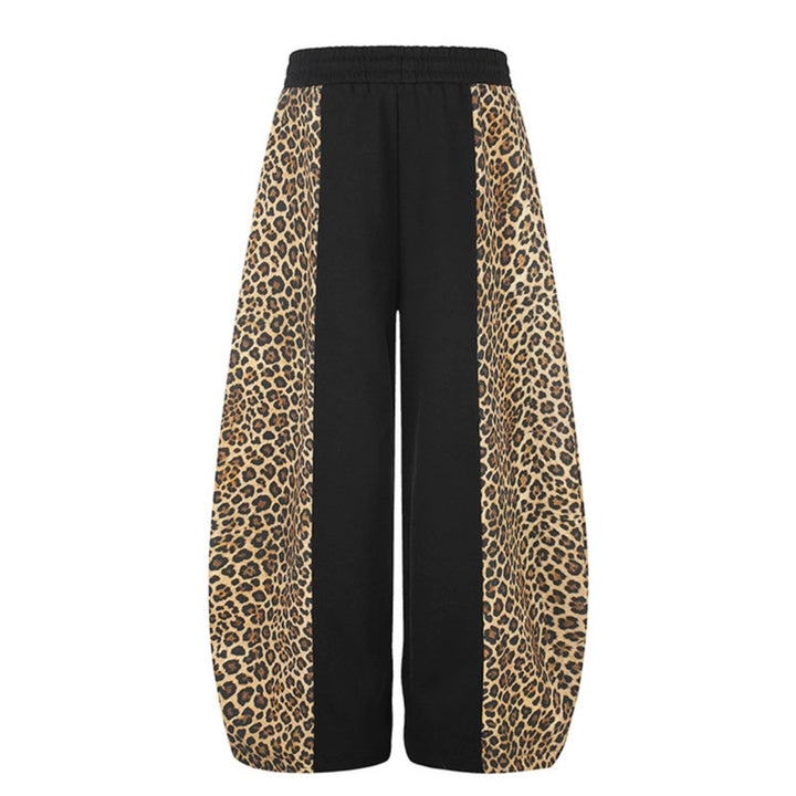 Women's Extra Wide Palazzo Jogpants with Leo Panels, Drawstring Waistband, and Adjustable Hem Mune Fashion