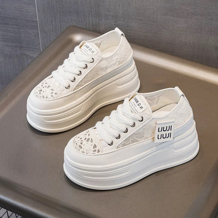 Women's Chunky Platform Sneakers with Breathable Mesh Upper and Stylish Lacing Mune Fashion