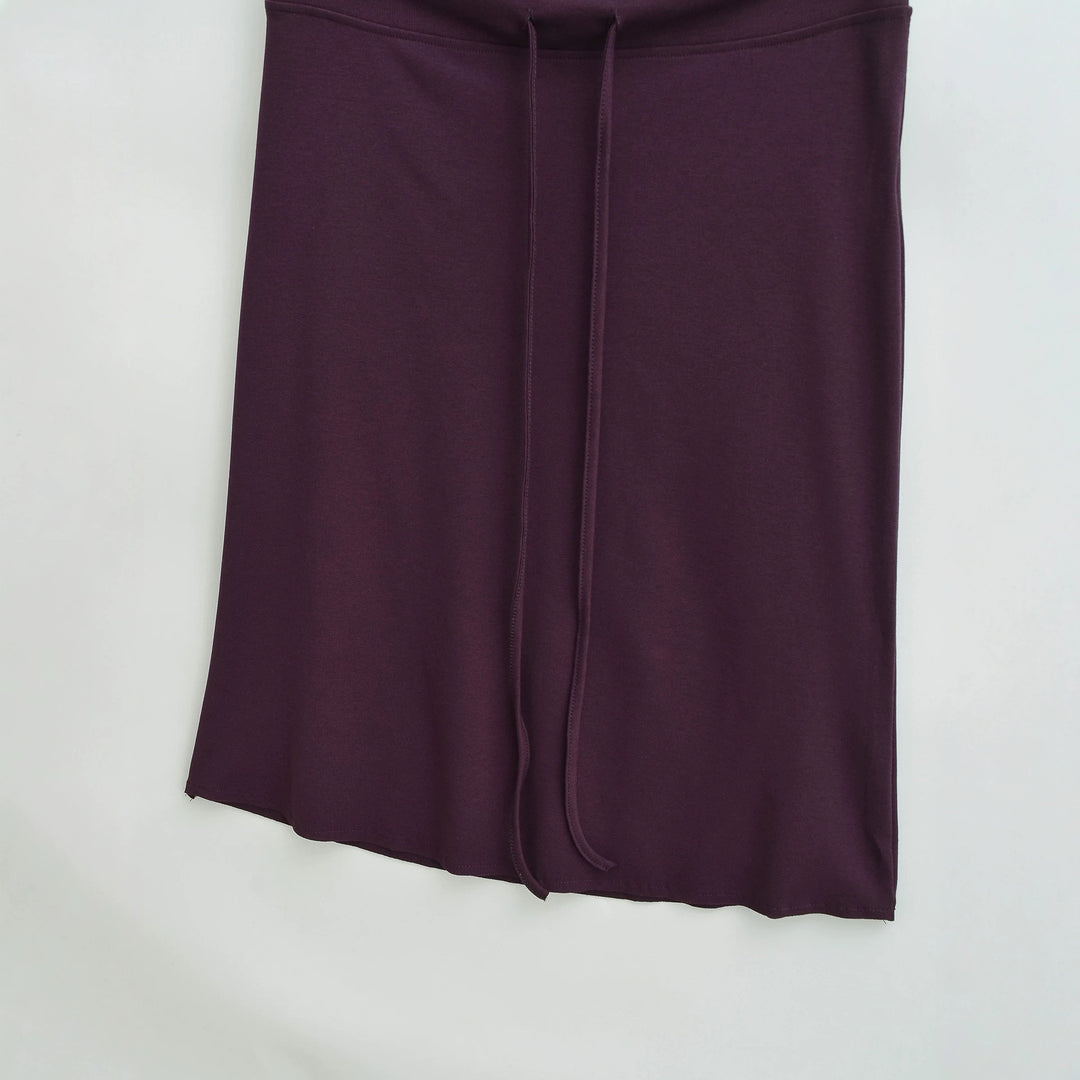 Women Jersey Midi Skirt with High Waist, Drawstring and A-Line Cut Mune Fashion
