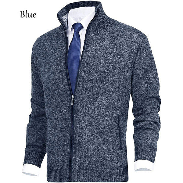 Men's knitted jacket with stand-up collar and concealed zipper Mune Fashion