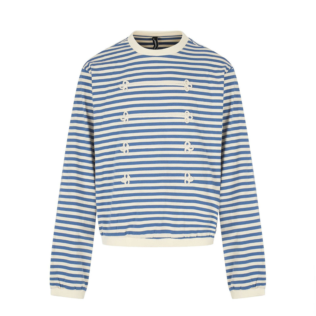 Women's maritime striped sweatshirt with decorative cords Mune Fashion