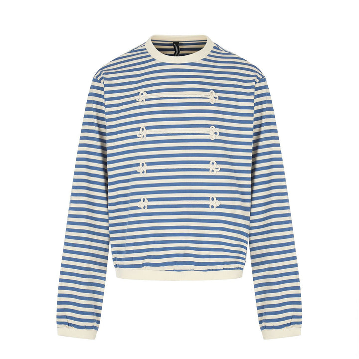 Women's maritime striped sweatshirt with decorative cords Mune Fashion