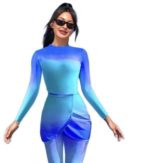 Women’s Sporty Long Sleeve Swimsuit with Wrap Detail Mune Fashion