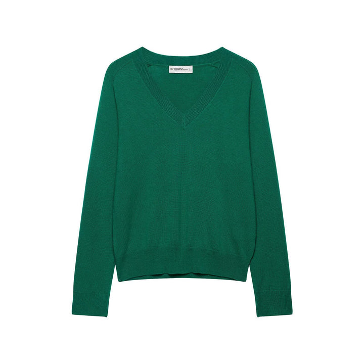 Women Light V-Neck Fine Knit Sweater with Ribbed Hem Mune Fashion
