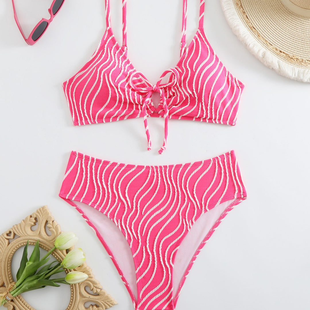 Ladies Two-Piece Bikini with Playful Wave Pattern Mune Fashion