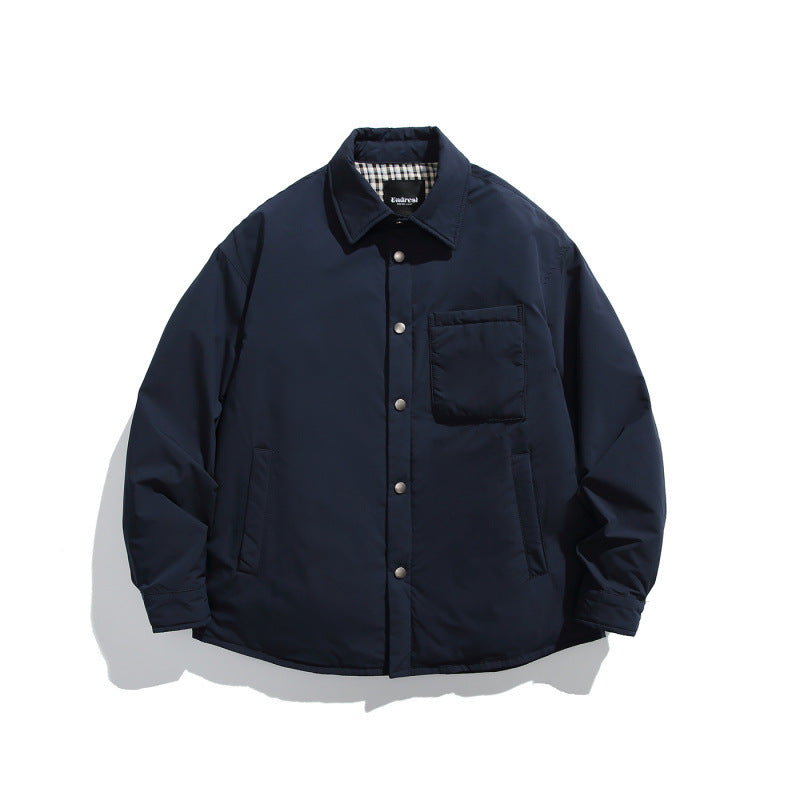 Unisex Boxy padded shirt jacket with snap buttons, chest pocket and thermal lining Mune Fashion