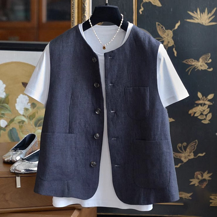 Women Fashionable Linen Vest Mune Fashion