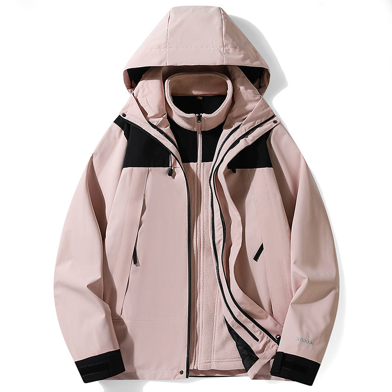 Women's multifunctional softshell jacket with removable fleece lining, windproof outer shell and adjustable hood Mune Fashion
