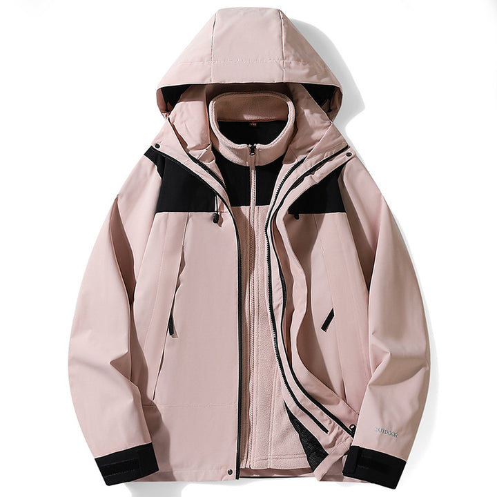Women's multifunctional softshell jacket with removable fleece lining, windproof outer shell and adjustable hood Mune Fashion