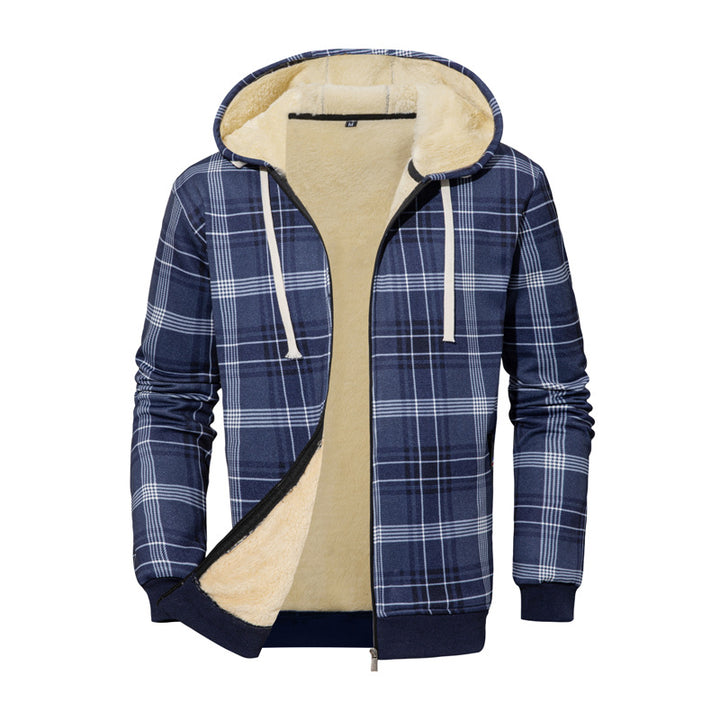 Men's Comfortable Fleece Jacket in Checked Design Mune Fashion
