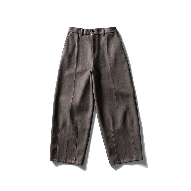 Women's Wide Cropped Trousers with Crease and High Waist Mune Fashion