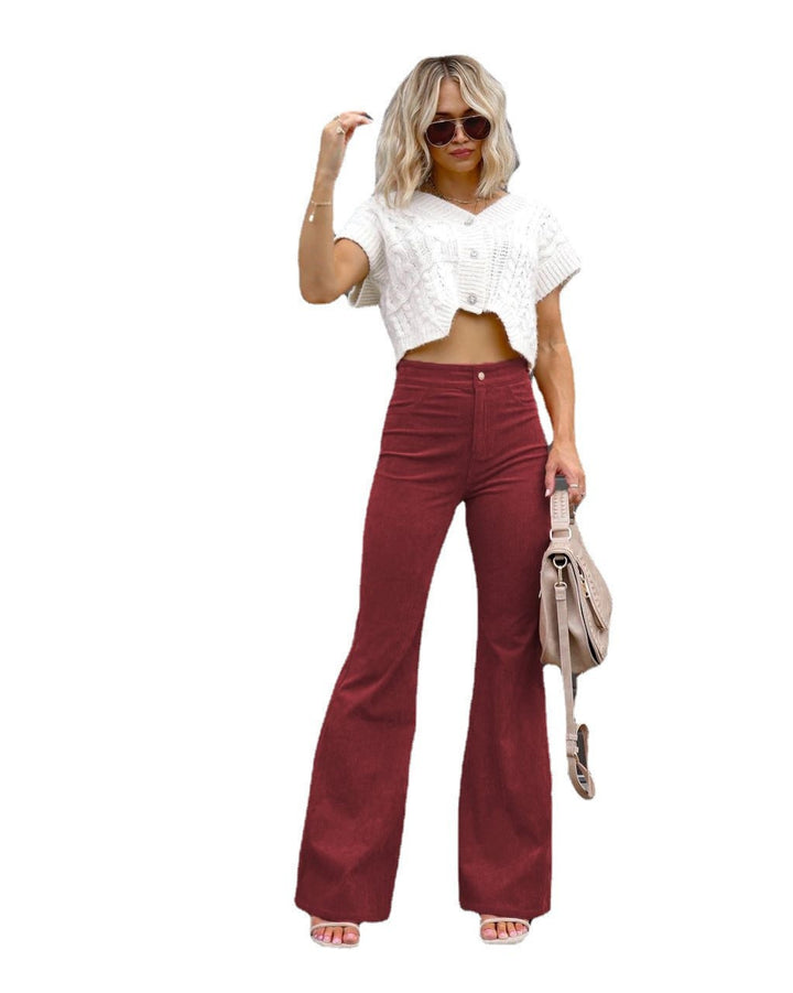 Women high-waisted flared trousers with a fitted hip area and wide leg Mune Fashion