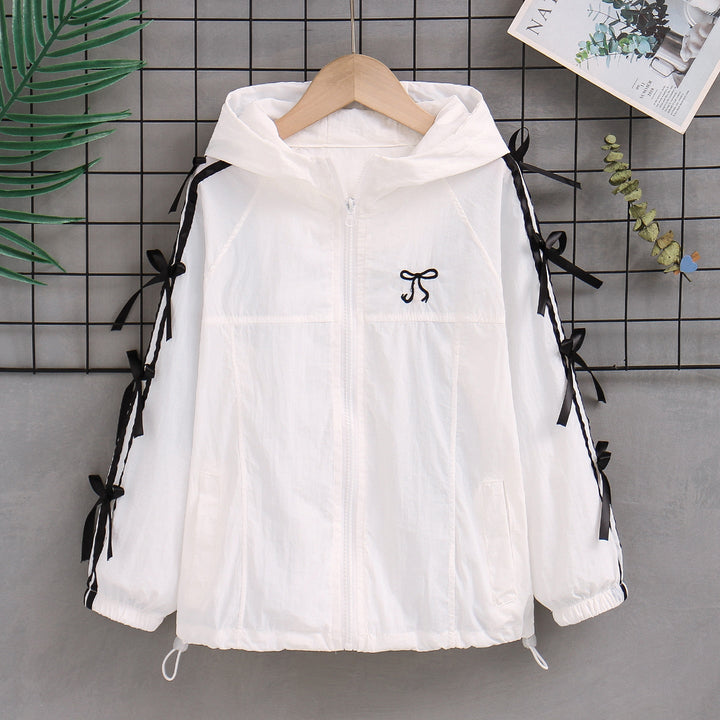 Women's transparent embroidered hoodie blouse with ruffle sleeves Mune Fashion