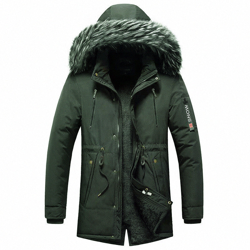 Men's padded winter parka with hood and faux fur trim, water-repellent and thermal insulated Mune Fashion