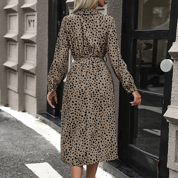 Women's shirt dress with waist tie, three-quarter sleeves, and side slit Mune Fashion