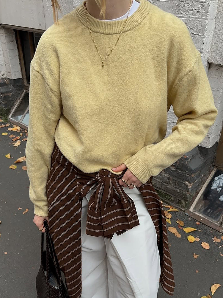 Women Boxy Fine Knit Sweater with Raglan Sleeves and Ribbed Cuffs Mune Fashion