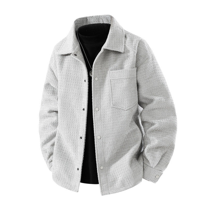 Men's nano structured overshirt jacket made of waffle knit look with snap button closure and chest pocket Mune Fashion