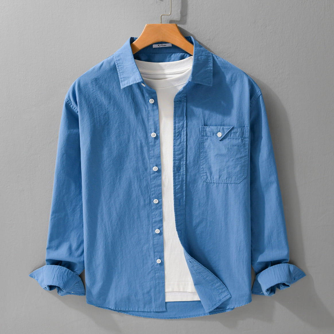 Men's layered shirt with integrated T-shirt layer and patch chest pocket Mune Fashion