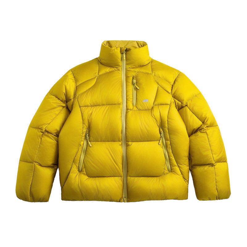 Unisex Short Cut Quilted Down Look Jacket with Stand-Up Collar and Zipper Pockets Mune Fashion