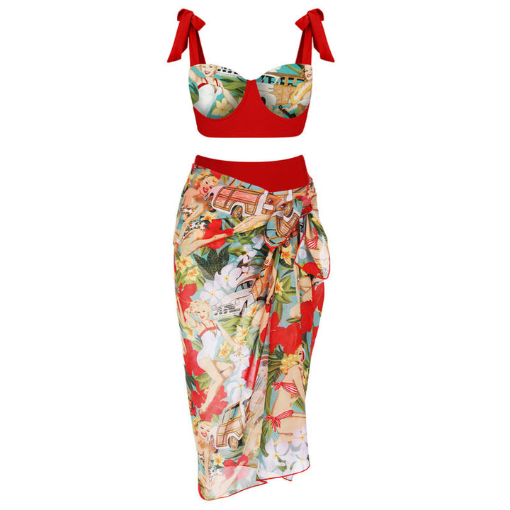 Women's bikini set with high-waisted shorts and playful wrap skirt Mune Fashion