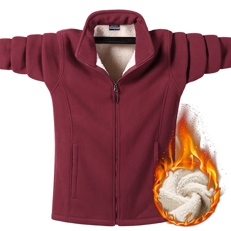 Women's fleece jacket with teddy lining, full-length zipper and high stand-up collar Mune Fashion