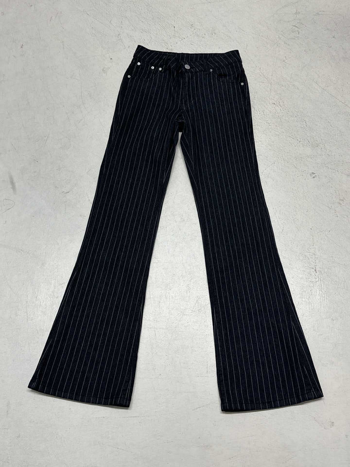 Women's tailored pinstripe palazzo pants with high waist, crease and wide leg Mune Fashion
