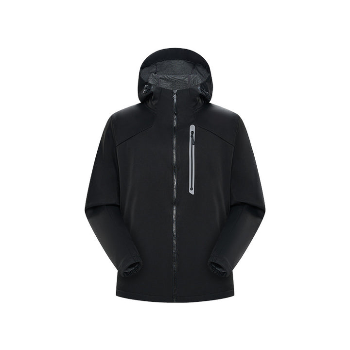 Men's Waterproof Softshell Outdoor Jacket with Adjustable Hood, Welded Zippers and Reflective Chest Pocket Drune