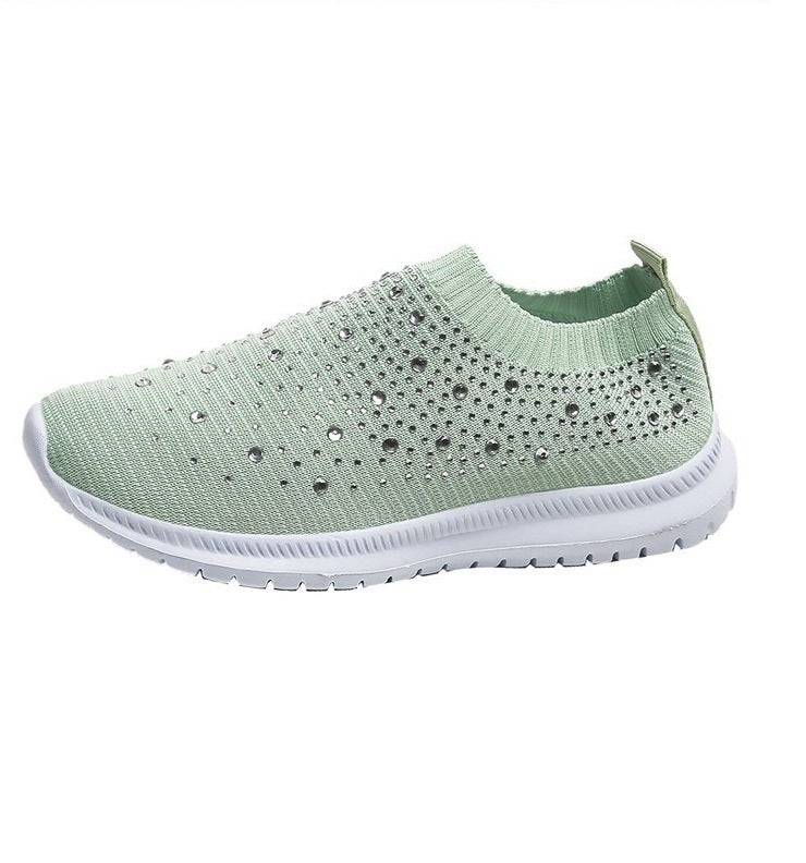 Women’s knitted slipper sneaker with rhinestone embellishment and flexible comfort sole Mune Fashion