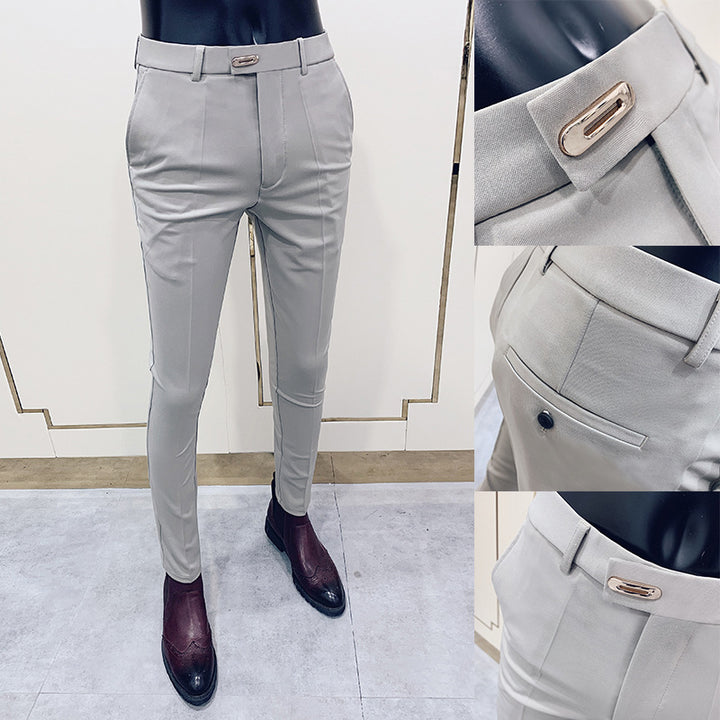 Men's slim suit trousers with crease and elastic waistband Mune Fashion
