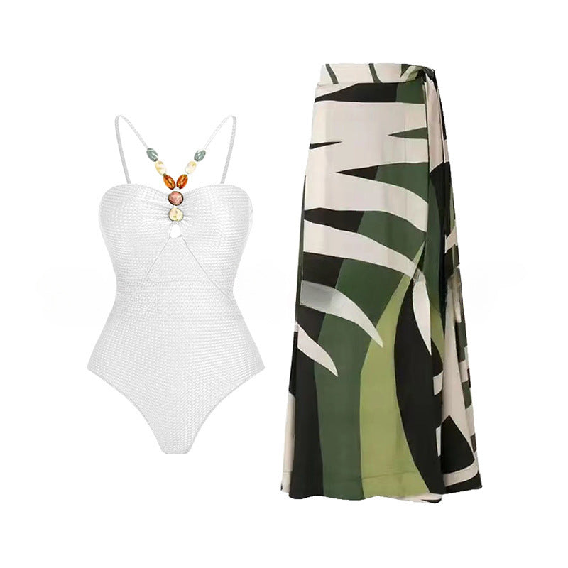 Women's One-Piece Swimsuit with Fashionable Jewelry Details Mune Fashion