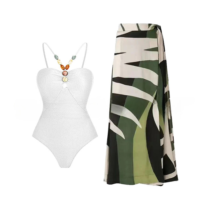 Women's One-Piece Swimsuit with Fashionable Jewelry Details Mune Fashion