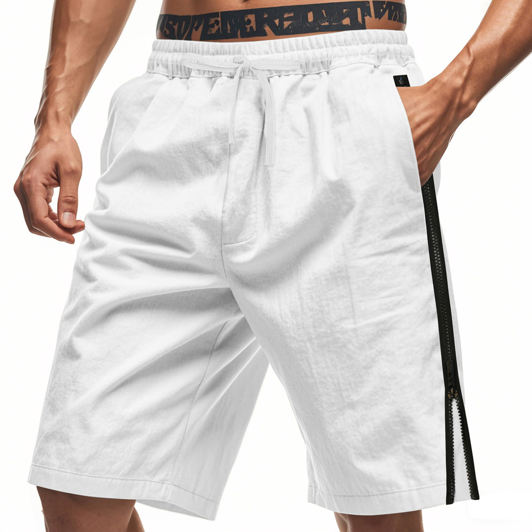 Men's lightweight training shorts with elastic drawstring waistband, side ventilation zippers, and slash pockets Mune Fashion