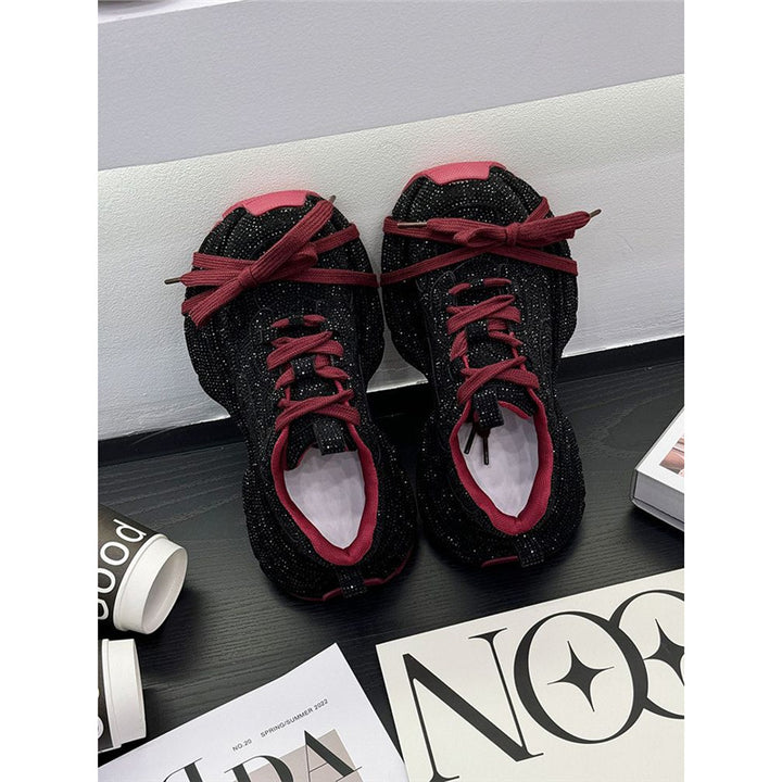 Women's sporty glittering chunky sneakers with padded comfort Mune Fashion