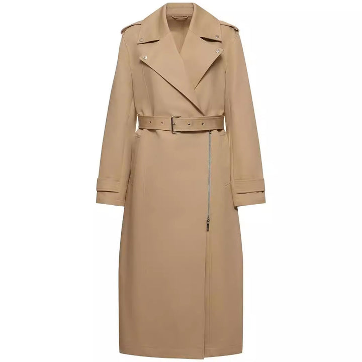 Women's floor-length oversized trench coat with zipper and wide shawl collar Mune Fashion