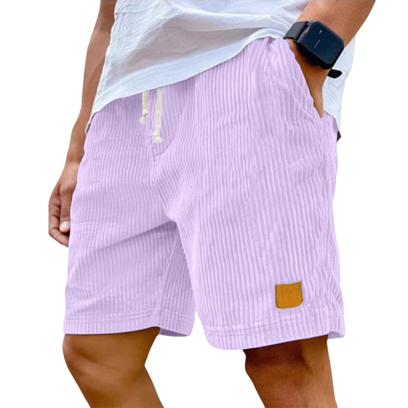 Men's fine corduroy shorts with elastic drawstring waistband, drawstring and deep side pockets Mune Fashion