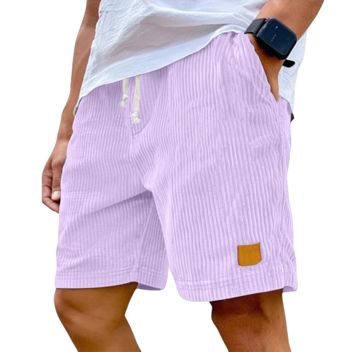Men's fine corduroy shorts with elastic drawstring waistband, drawstring and deep side pockets Mune Fashion