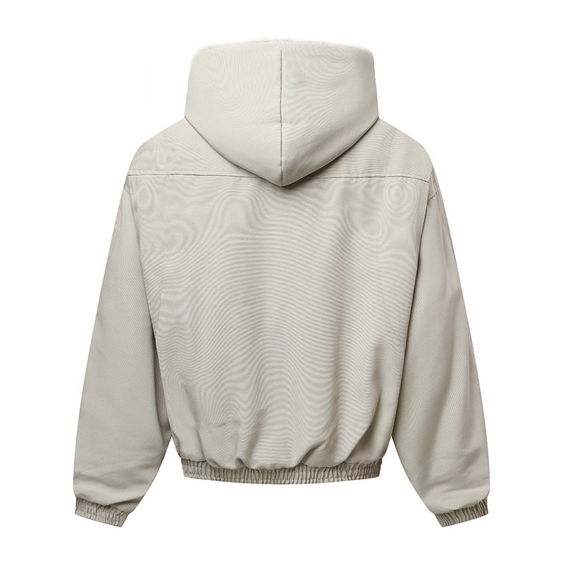 Unisex hooded jacket with warming teddy lining, elastic hem and concealed button placket Mune Fashion