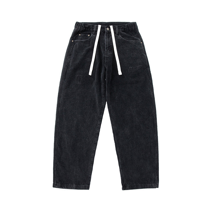 Men's corduroy pants in relaxed fit with elastic drawstring waistband and used details Mune Fashion