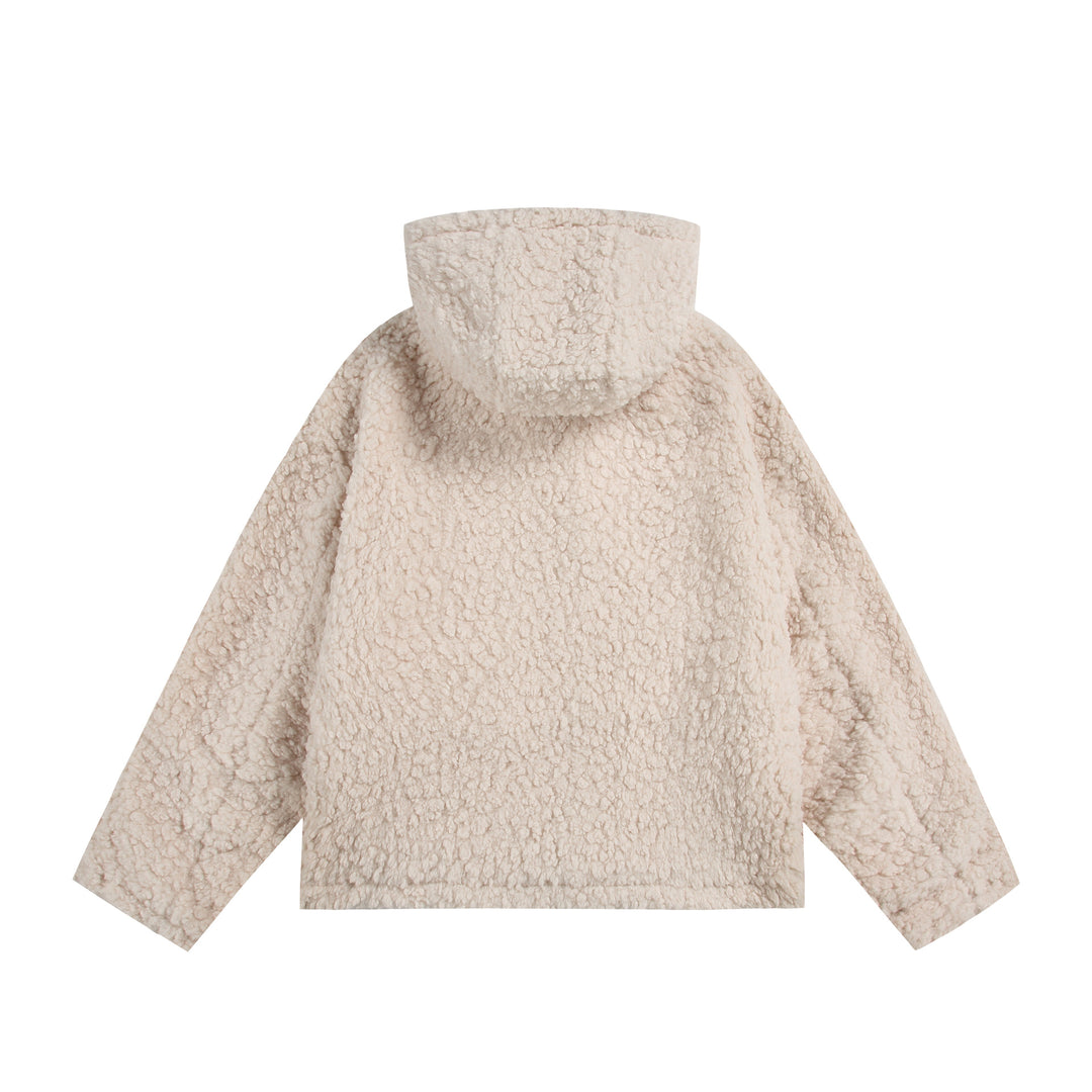 Women's Oversize Sherpa Hoodie with Concealed Front Flap and Patch Pockets Mune Fashion