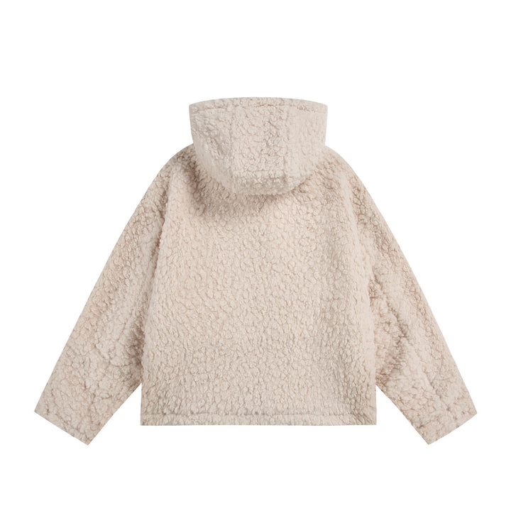 Women's Oversize Sherpa Hoodie with Concealed Front Flap and Patch Pockets Mune Fashion