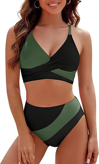 Women's high-waisted bikini set with fashionable wrap top Mune Fashion
