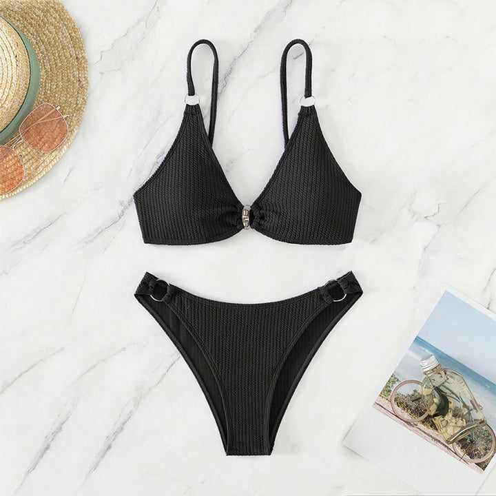 Ladies triangle bikini with ring embellishments Mune Fashion