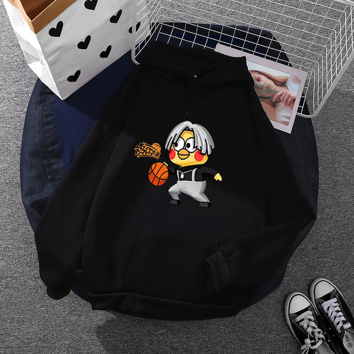 Unisex hooded sweatshirt with comic chick basketball print, kangaroo pocket and soft fleece Mune Fashion