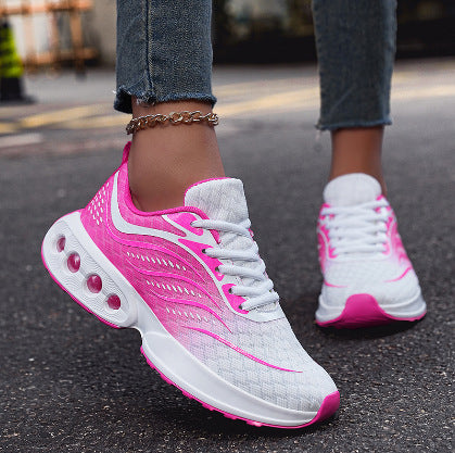 Ladies' nano sporty knitted running shoes with ventilated air chamber sole and ergonomic rolling sole Mune Fashion