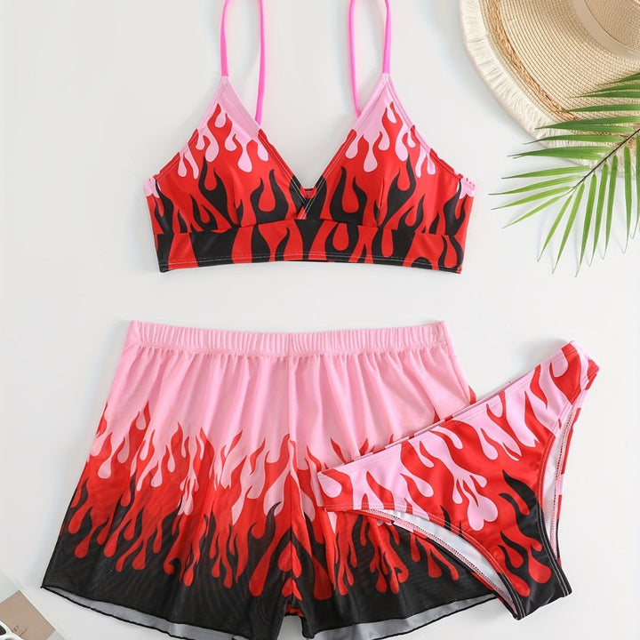 Women Triangular Bikini with exciting flame pattern Mune Fashion