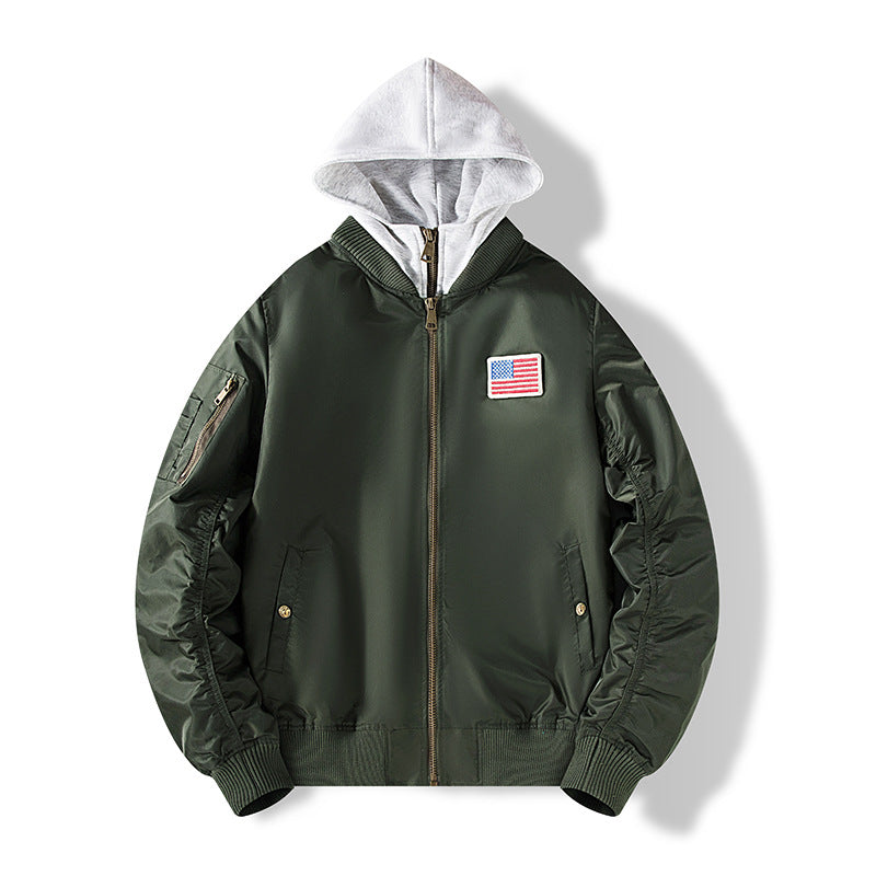 Men's nylon bomber jacket with integrated sweat hood and sleeve utility pocket Mune Fashion