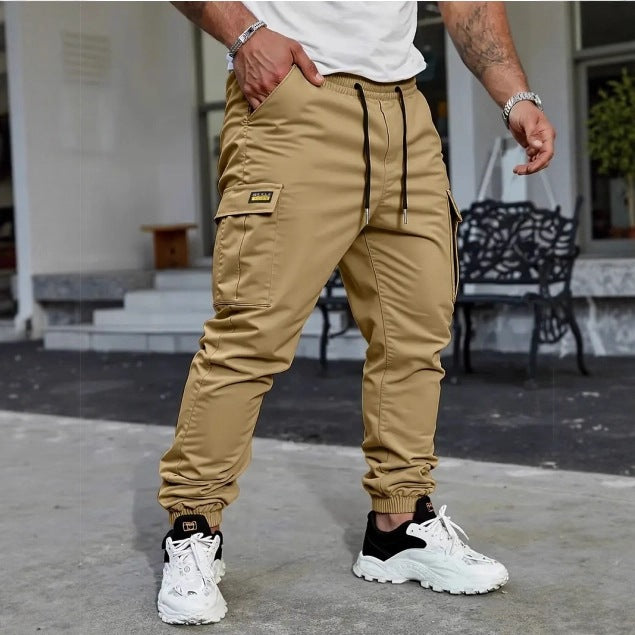 Men's Tapered Cargo Jogging Pants with Elastic Waistband, Drawstring, and Multiple Pockets Mune Fashion