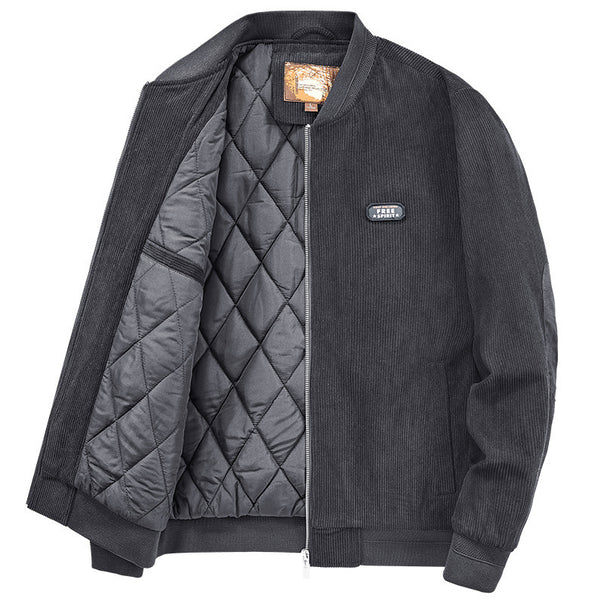 Men's cord bomber jacket with quilted thermo lining and elbow patches Mune Fashion