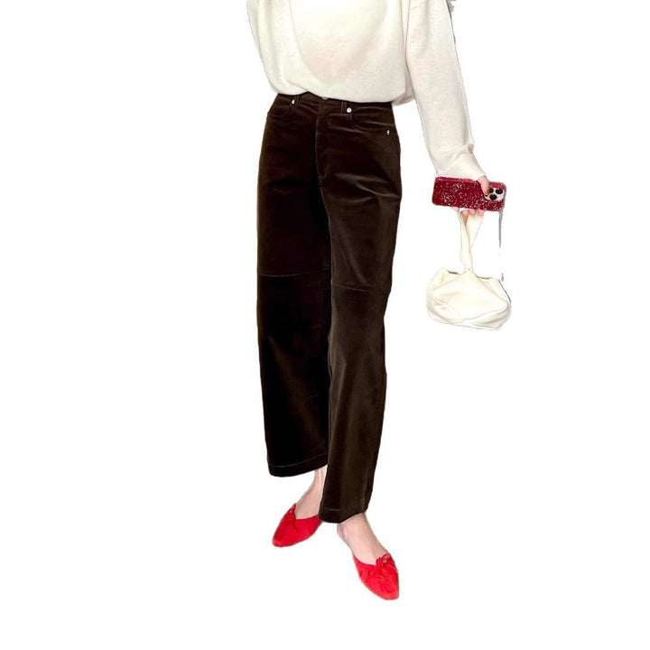 Women Elegant Wide Corduroy Trousers Mune Fashion